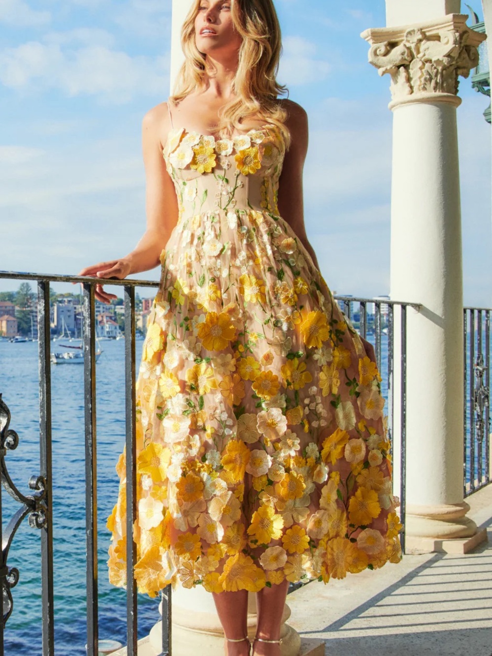AMALIE THE LABEL - MIA STRAPPY FLOWER DETAIL MIDI DRESS